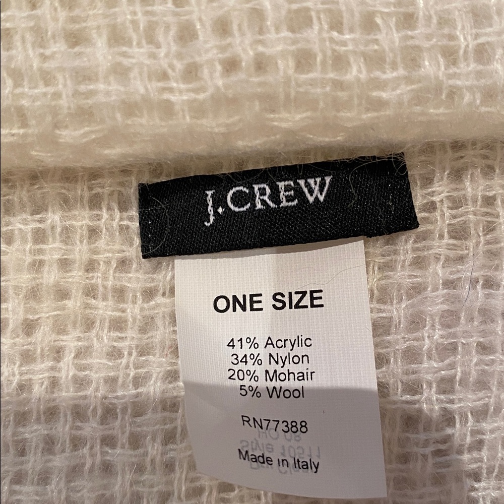 J Crew long scarf ivory basket weave wool mohair acrylic blend 13 x 76 - Picture 5 of 9